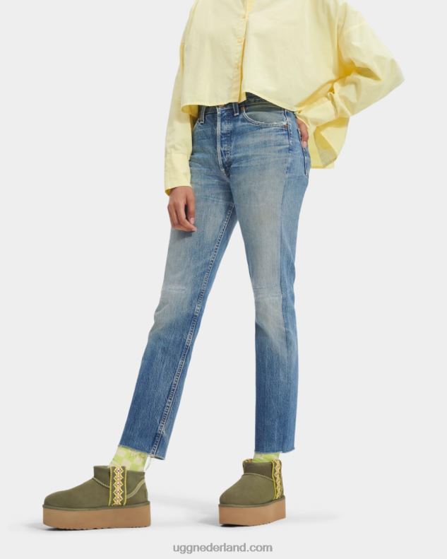 vrouwen verbrande olijf UGG klassiek ultra mini vlechtplatform 686ZP658