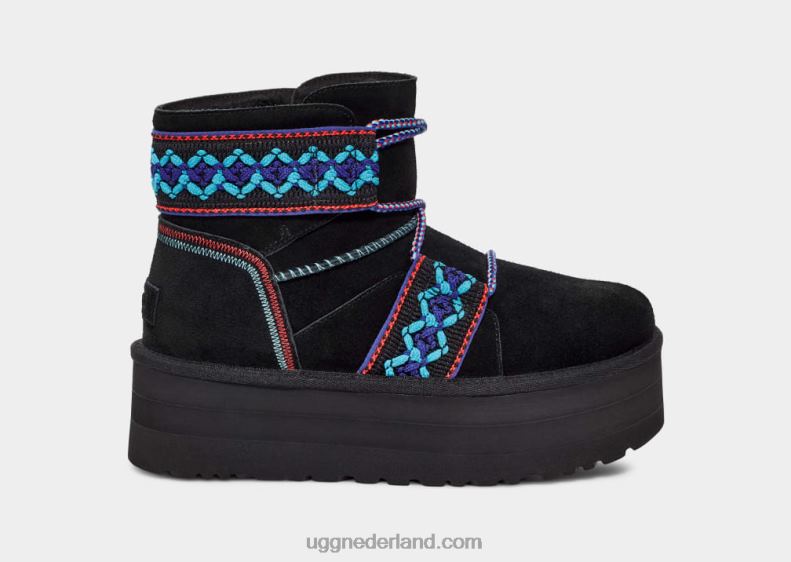vrouwen zwart UGG klassiek mini ii gevlochten platform 686ZP654
