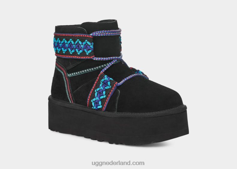 vrouwen zwart UGG klassiek mini ii gevlochten platform 686ZP654