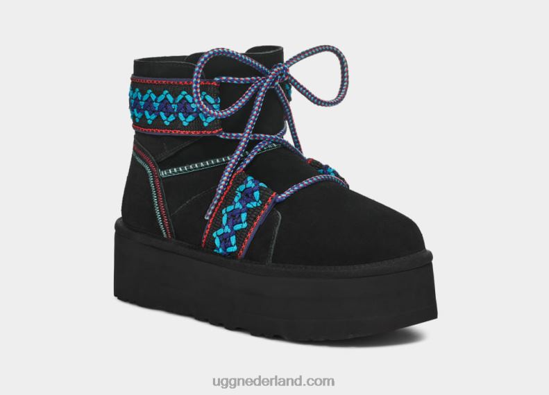 vrouwen zwart UGG klassiek mini ii gevlochten platform 686ZP654