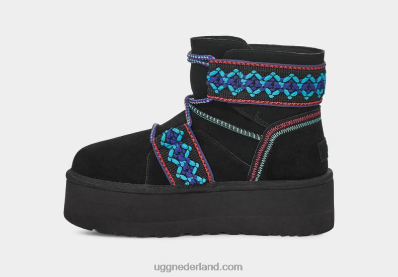 vrouwen zwart UGG klassiek mini ii gevlochten platform 686ZP654