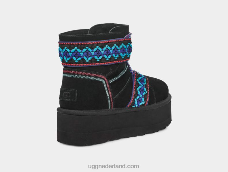 vrouwen zwart UGG klassiek mini ii gevlochten platform 686ZP654
