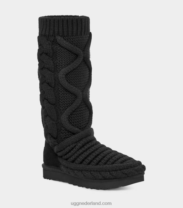 vrouwen zwart UGG klassieke lange grof gebreide laars 686ZP759