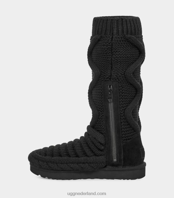 vrouwen zwart UGG klassieke lange grof gebreide laars 686ZP759