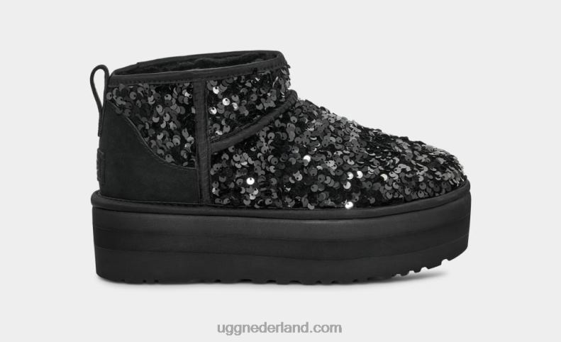 vrouwen zwart UGG ultra mini dikke pailletten 686ZP782