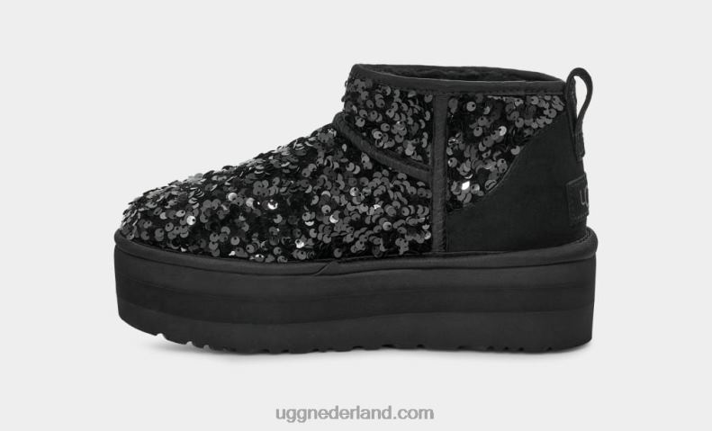 vrouwen zwart UGG ultra mini dikke pailletten 686ZP782
