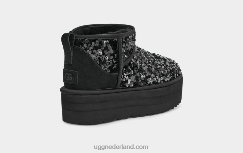 vrouwen zwart UGG ultra mini dikke pailletten 686ZP782