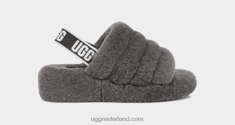 vrouwen houtskool UGG pluis ja schuif 686ZP712