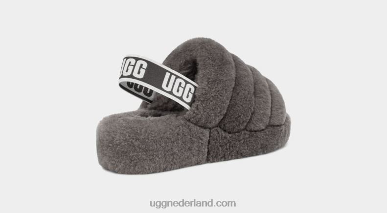 vrouwen houtskool UGG pluis ja schuif 686ZP712