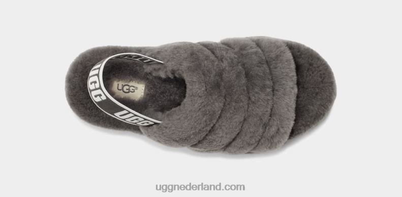 vrouwen houtskool UGG pluis ja schuif 686ZP712
