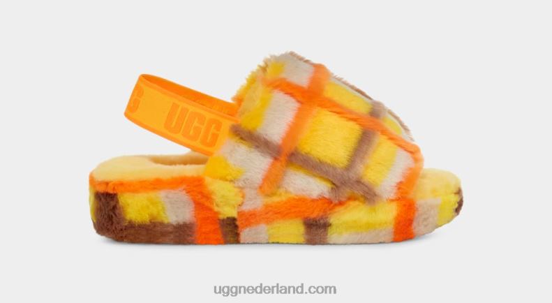 vrouwen kanarie UGG pluis ja schuif geruite punk 686ZP66
