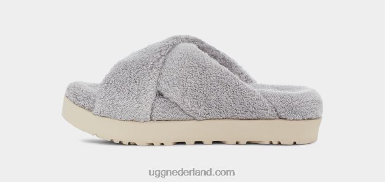 vrouwen metaal grijs UGG fuzz sugar badstof dwarsschuif 686ZP822