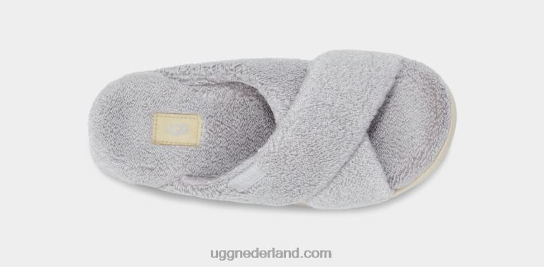 vrouwen metaal grijs UGG fuzz sugar badstof dwarsschuif 686ZP822