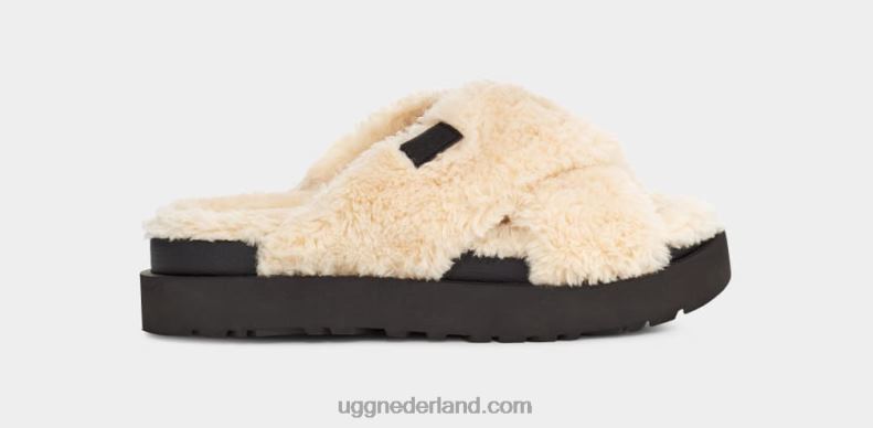 vrouwen naturel/zwart UGG fuzz suiker dwarsschuif 686ZP477