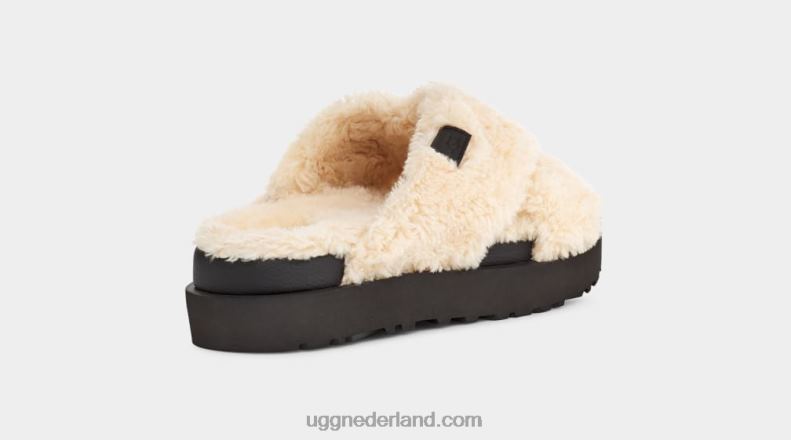 vrouwen naturel/zwart UGG fuzz suiker dwarsschuif 686ZP477