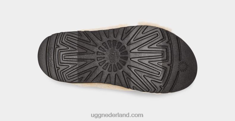 vrouwen naturel/zwart UGG fuzz suiker dwarsschuif 686ZP477