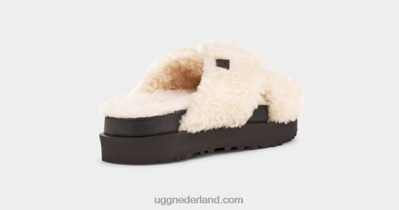 vrouwen naturel/zwart UGG fuzz suiker dwarsschuif 686ZP830