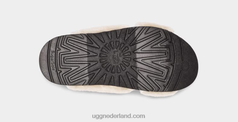 vrouwen naturel/zwart UGG fuzz suiker dwarsschuif 686ZP830