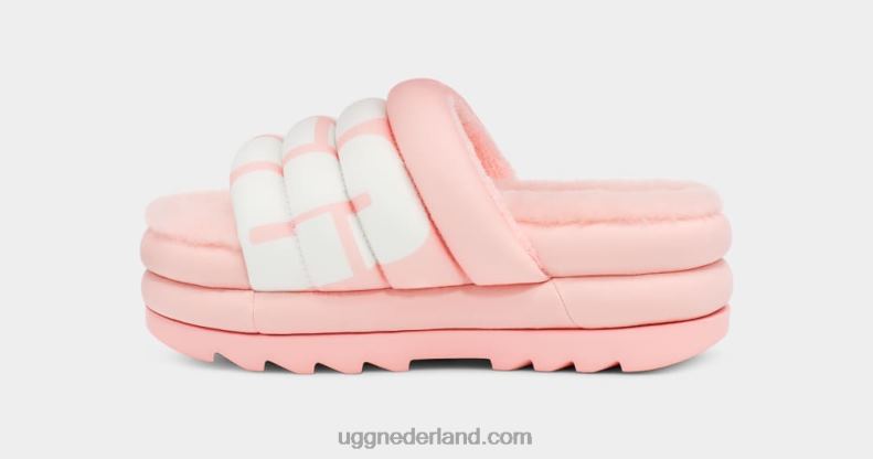 vrouwen roze sint-jakobsschelp UGG maxi slide-logo 686ZP707