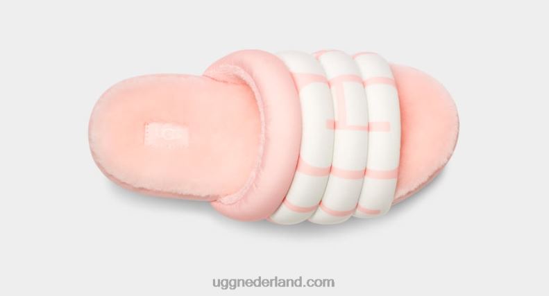 vrouwen roze sint-jakobsschelp UGG maxi slide-logo 686ZP707