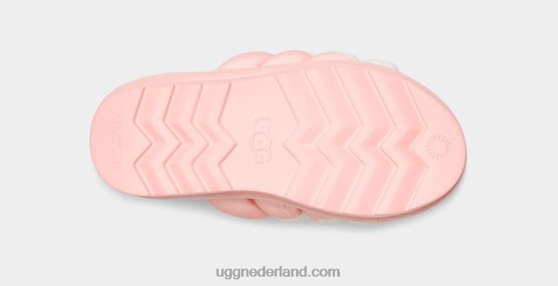 vrouwen roze sint-jakobsschelp UGG maxi slide-logo 686ZP707