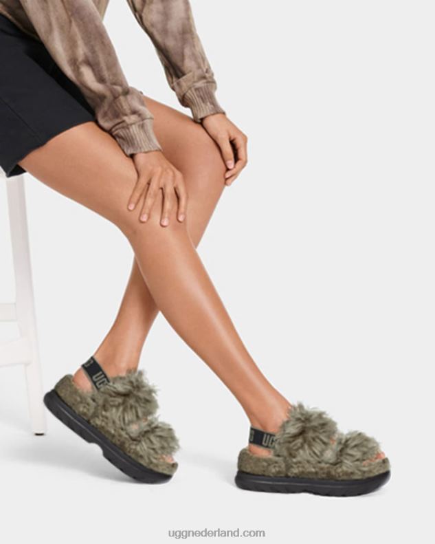 vrouwen verbrande olijf UGG pluizige suiker sandaal 686ZP739