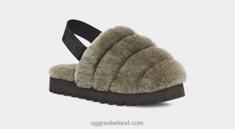 vrouwen verbrande olijf UGG super pluizige pantoffel 686ZP801