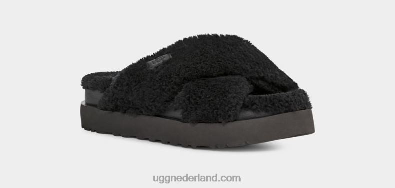 vrouwen zwart UGG fuzz suiker dwarsschuif 686ZP476