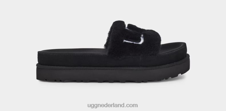 vrouwen zwart UGG laton bont glijbaan 686ZP829