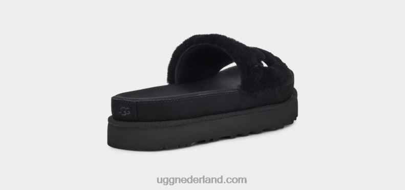 vrouwen zwart UGG laton bont glijbaan 686ZP829
