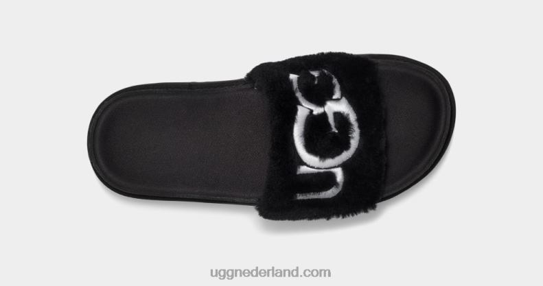 vrouwen zwart UGG laton bont glijbaan 686ZP829