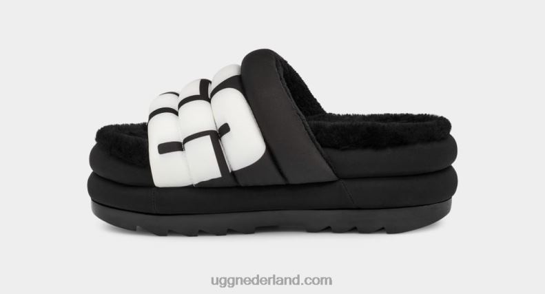 vrouwen zwart UGG maxi slide-logo 686ZP706