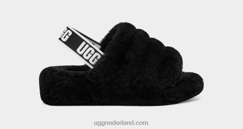 vrouwen zwart UGG pluis ja schuif 686ZP713