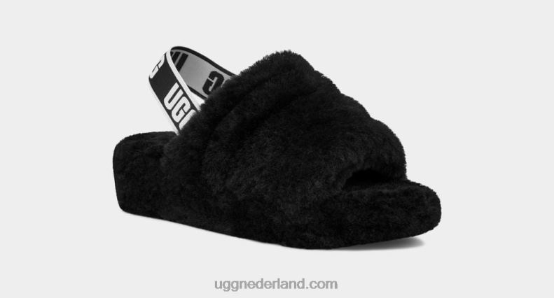 vrouwen zwart UGG pluis ja schuif 686ZP713