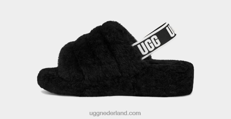 vrouwen zwart UGG pluis ja schuif 686ZP713