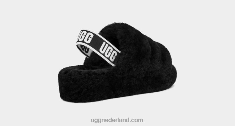 vrouwen zwart UGG pluis ja schuif 686ZP713