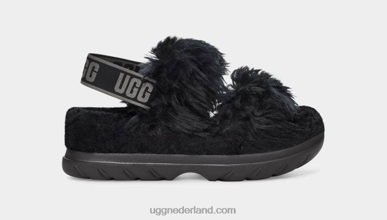 vrouwen zwart UGG pluizige suiker sandaal 686ZP740
