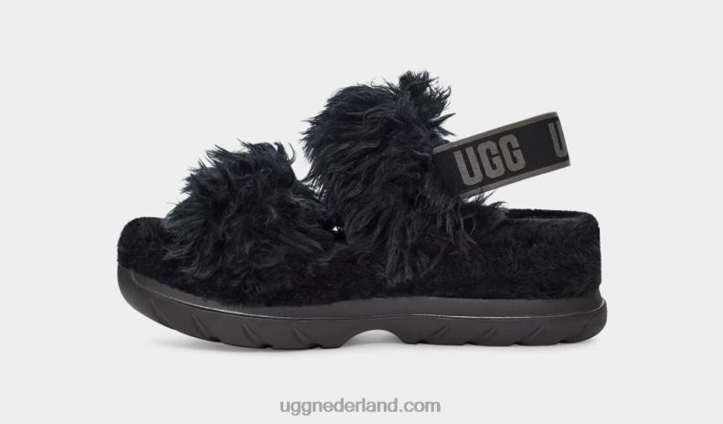 vrouwen zwart UGG pluizige suiker sandaal 686ZP740