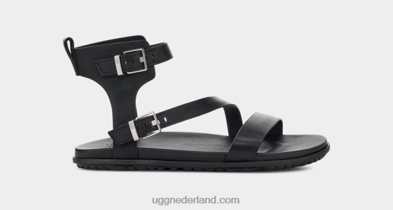 vrouwen zwart leer UGG solivan band 686ZP752