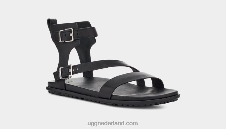 vrouwen zwart leer UGG solivan band 686ZP752