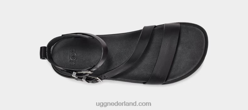 vrouwen zwart leer UGG solivan band 686ZP752