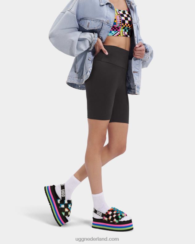 vrouwen zwart multi UGG disco checks glijbaan 686ZP58