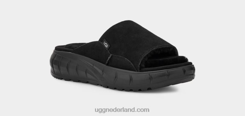 vrouwen zwart suède UGG westelijke glijbaan 686ZP863