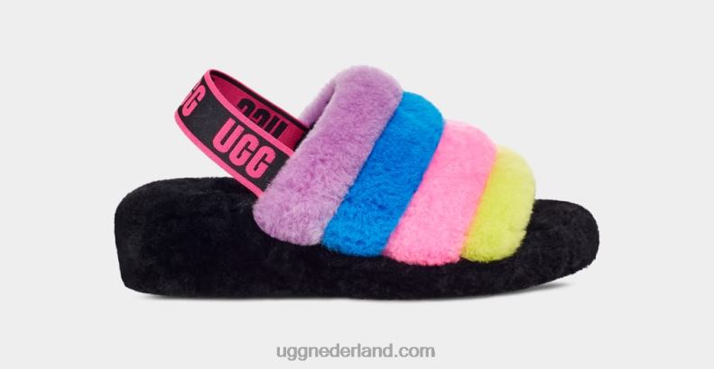 vrouwen zwart/taffy roze multi UGG pluis ja dia strepen 686ZP846