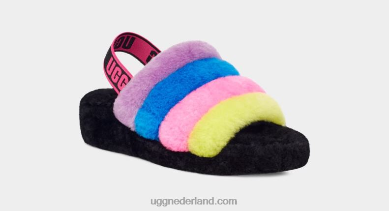 vrouwen zwart/taffy roze multi UGG pluis ja dia strepen 686ZP846