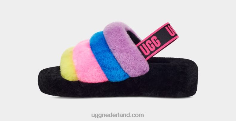 vrouwen zwart/taffy roze multi UGG pluis ja dia strepen 686ZP846