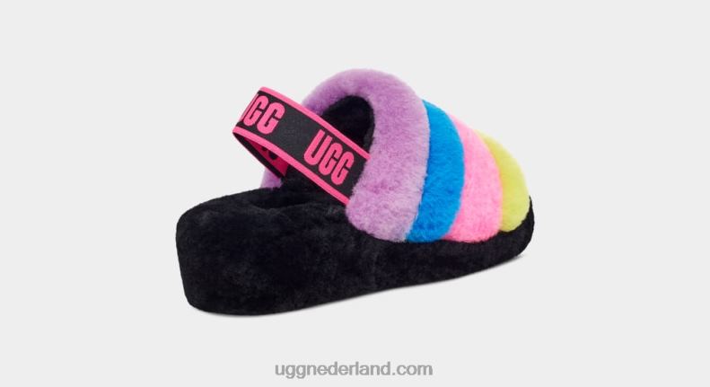 vrouwen zwart/taffy roze multi UGG pluis ja dia strepen 686ZP846