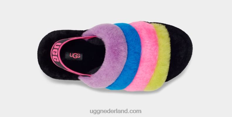 vrouwen zwart/taffy roze multi UGG pluis ja dia strepen 686ZP846