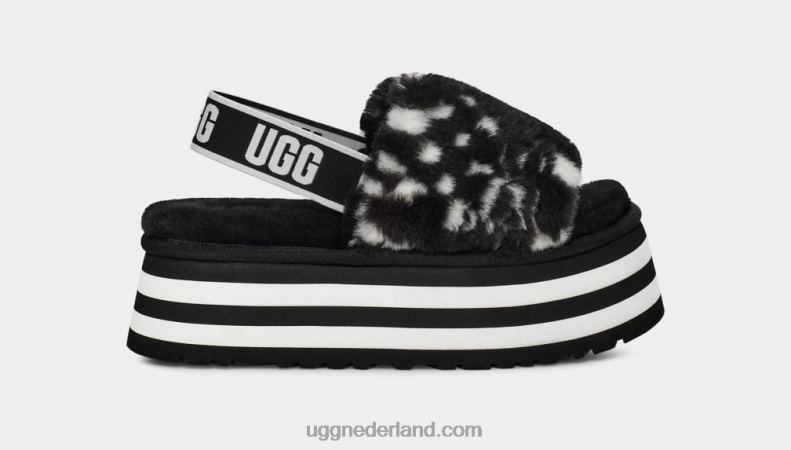 vrouwen zwart wit UGG disco checks glijbaan 686ZP51