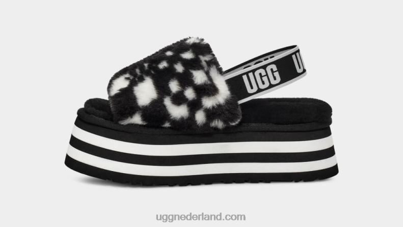 vrouwen zwart wit UGG disco checks glijbaan 686ZP51